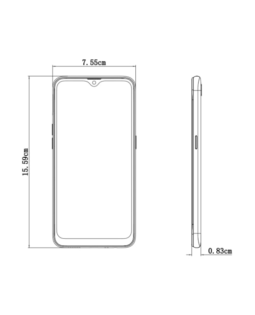 OPPO A12 Imagen de dimensión 